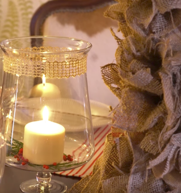 how to use burlap for a table top DIY by Katie Brown