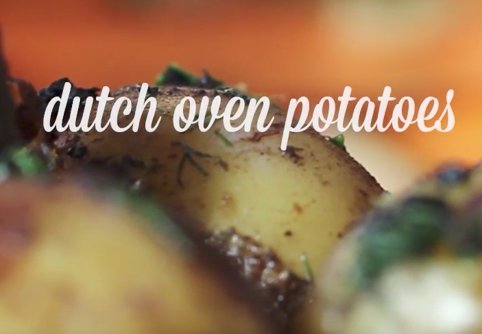 Katie Brown | Dutch Oven Potatoes recipe a comfort food side dish
